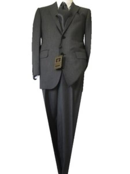 Mensusa Products Fitted Tailored Slim Cut2 Button Gray Nailhead Men's Suit