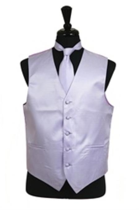 Mensusa Products Horizontal Rib Pattern Vest Tie Set Lavender