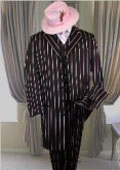 SKU MU282Three Piece Long Jacket Gangster Black  Any Color Pinstripe Zoot Suit