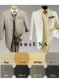 SKU T644trp Mens Fashion 3 Piece Window Pane Suit Stylish Mid Length 34 Inch 4 Button Jacket