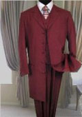SKU BLJ324 6498 BURGUNDY FASHION ZOOT SUIT 38INCH LONG JACKET WITH COVERED BUTTON
