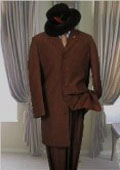 SKU 7853 Solid BROWN MENS FASHION ZOOT SUIT 38 LONG JACKET WITH COVERED BUTTON 139