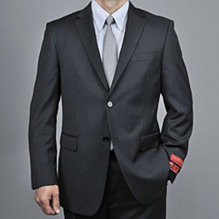 Mensusa Products Men's Black Wool 2button Suit