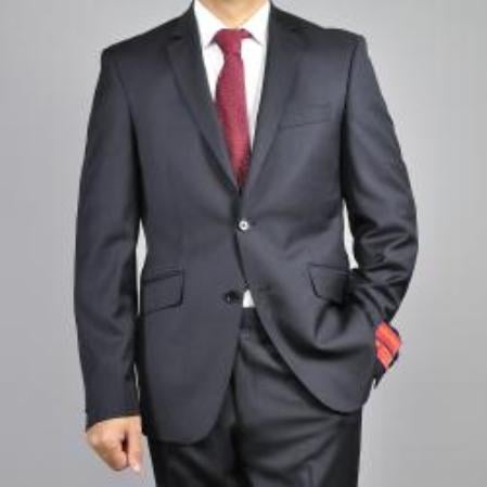 Mensusa Products Men's Black 2Button Wool SlimFit Suit