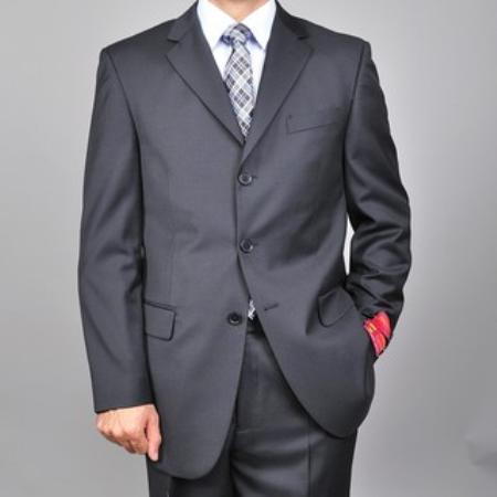 Mensusa Products Men's Solid Black 3button Suit