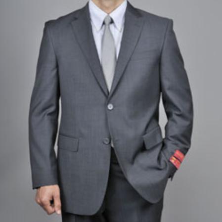 Mensusa Products Charcoal Gray Sharkskin 2Button Wool Suit
