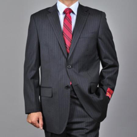 Mensusa Products Men's Dark Charcoal Grey 2button Wool Suit
