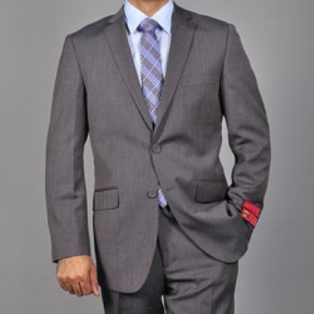 Mensusa Products Men's Slimfit Grey Textured Wool 2button Suit