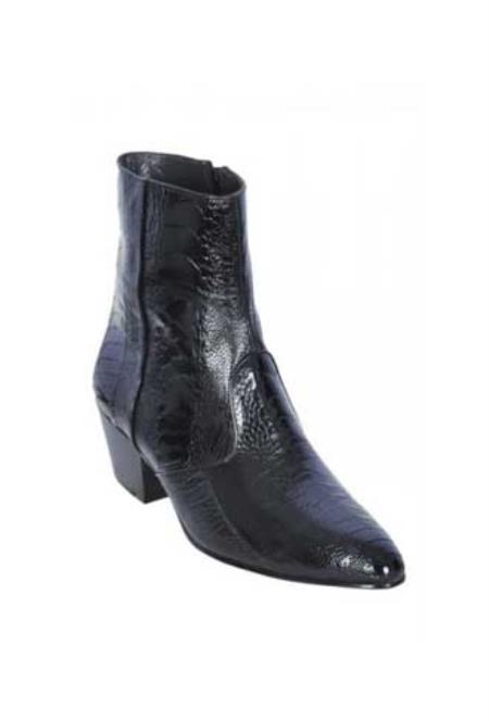Mensusa Products Black Genuine AllOver Ostrich Leg Dressy Boots With Zipper