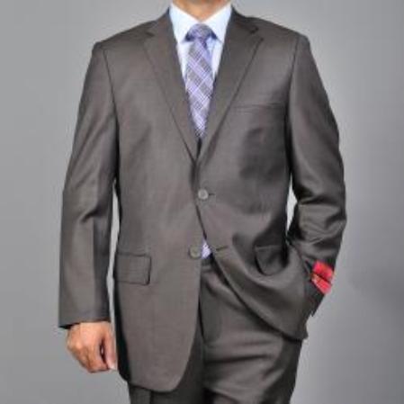 Mensusa Products Men's Textured Brown 2button Wool Suit