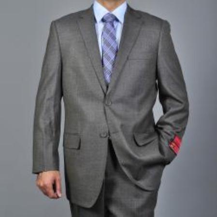 Mensusa Products Men's Textured Taupe 2button Wool Suit