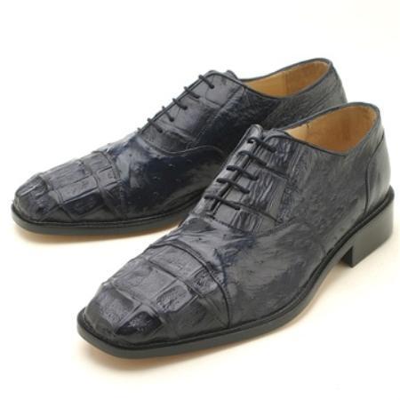 Mensusa Products Navy Croc & Ostrich LaceUp