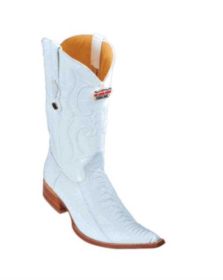 Mensusa Products Los Altos White Ostrich Leg Cowboy Boots 267