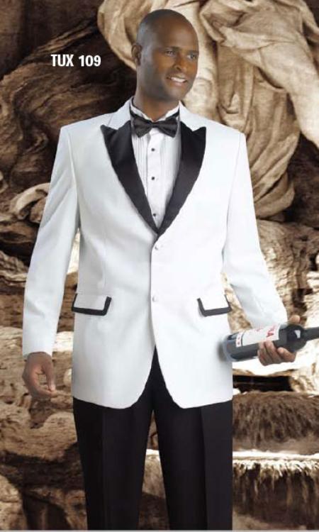Mensusa Products Hight Quality 2 Button Tuxedos White / Black Suit