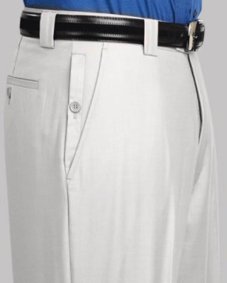 Mensusa Products Men's White Flat Front Pants
