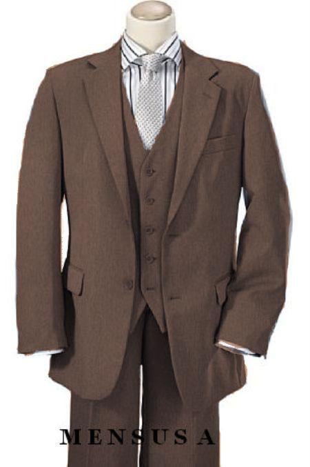 Mensusa Products High Quality Bronz 2 Button Vested 1 Wool feel poly~rayon Mens Suits Notch lapel Vented