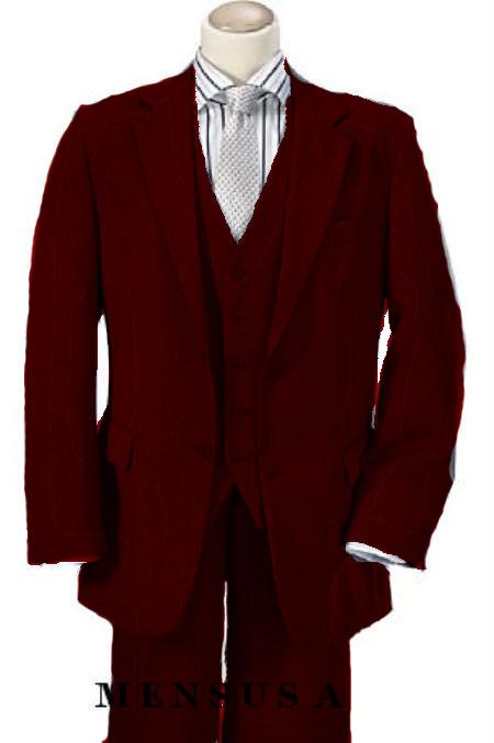 3 Piece 2 Button Suit Wide Leg Pant Wool-feel Brown Mens Loose Fit Trousers Jacket and Vest