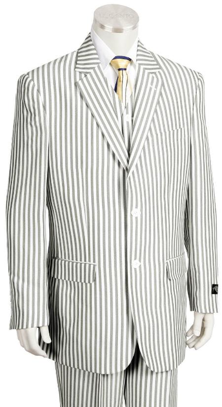 Mensusa Products Men's Fashion 3 Piece Seersucker Suit in Soft Poly Rayon