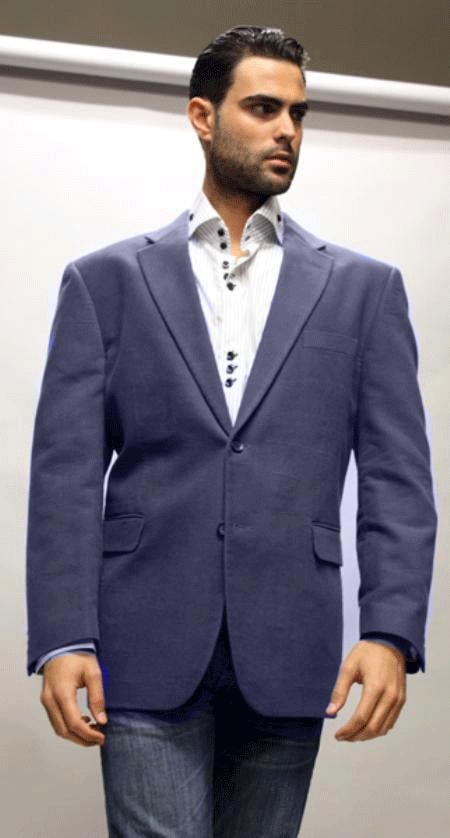 Mensusa Products Navy Blue Sport Coat It's One of a Kind Super's For All Occasion Navy Blue Fabric