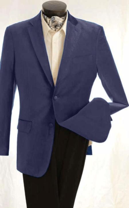 Mensusa Products Mens Fashion 2 Button Velvet Jacket Navy Blue