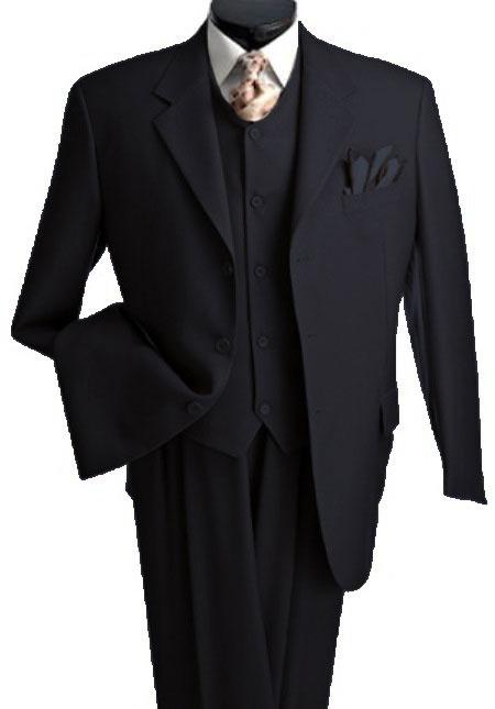 Mensusa Products Men's 3 Piece Premium Fine Black three piece suit