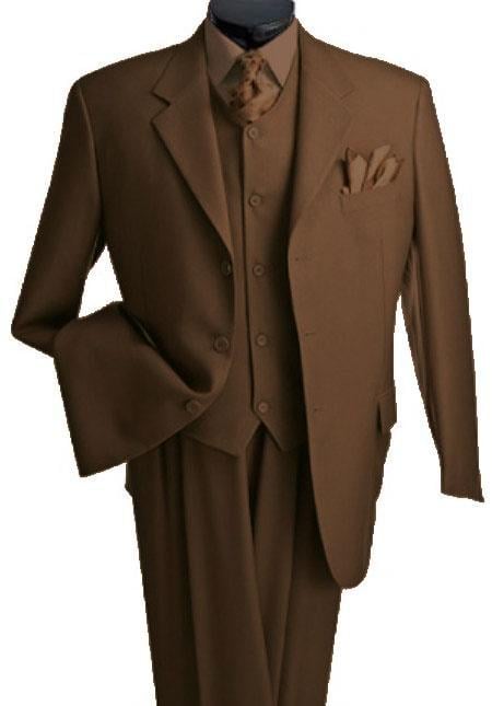 3 Piece Suit Wide Leg Pants Wool-feel Brown Mens Loose Fit Trousers Suit Jacket Cheap