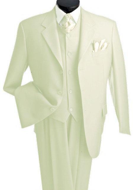 Mensusa Products Men's 3 Piece Premium Fine Cream three piece suit