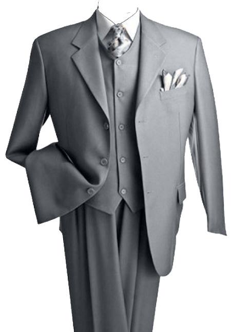 3 Piece Suit Wide Leg Pants Wool-feel Gray Mens Loose Fit Trousers Suit Jacket Cheap