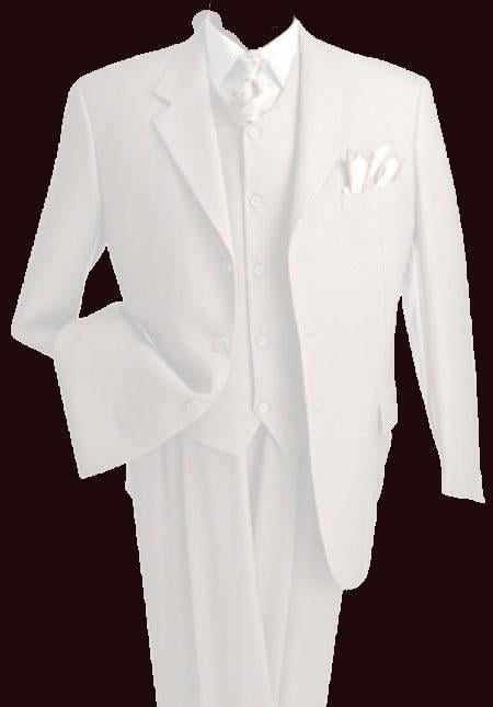 Mensusa Products Men's 3 Piece Premium Fine Off White three piece suit