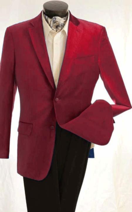 Mensusa Products Mens Fashion 2 Button Velvet Winish Burgundy Maroon Jacket