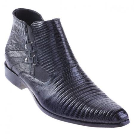 Mensusa Products Black Genuine AllOver Lizard Teju Cowboy Shoes