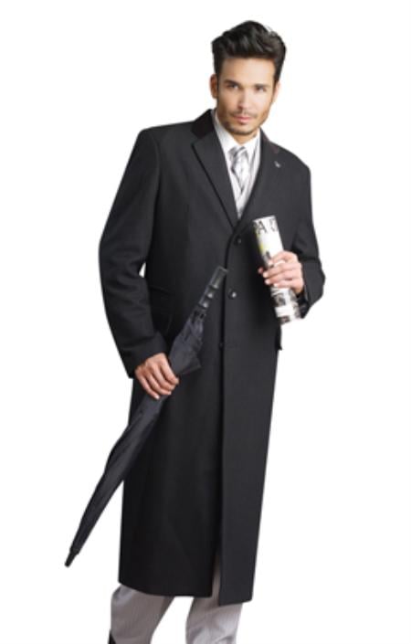 Mensusa Products Mens Black Stylish Overcoat