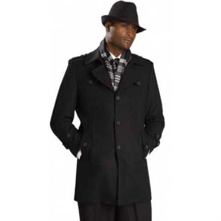 Mensusa Products Mens Black Overcoat