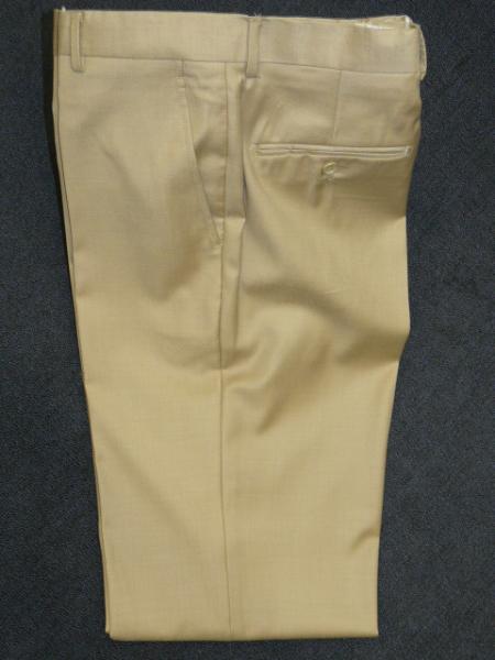 BEIGE 1 WOOL , SUPER 140'S Plain Front Pants