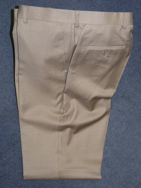 Mensusa Products Taupe 1 WOOL , SUPER 140'S Plain Front Pants