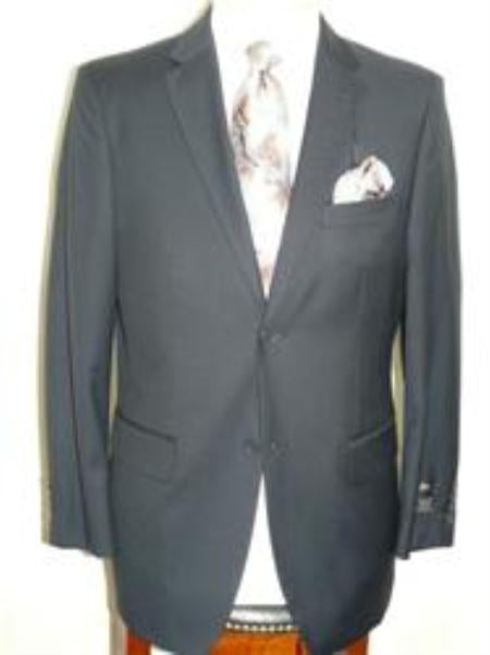 Mensusa Products Solid Navy Blue Extra Fine PolyRayonWool Feel Summer Light Weight Fabric Suit