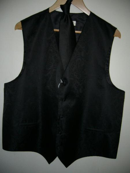 Mensusa Products Black Vest & Tie Set , Paisley
