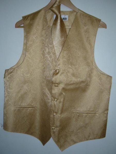 Mensusa Products Gold Vest& Tie Set
