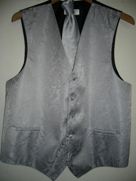 Mensusa Products Silver Vest & Tie Set