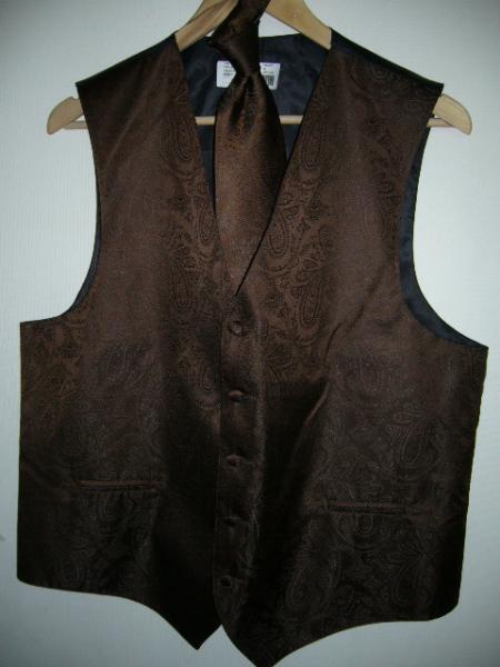 Mensusa Products Brown Vest & Tie Set