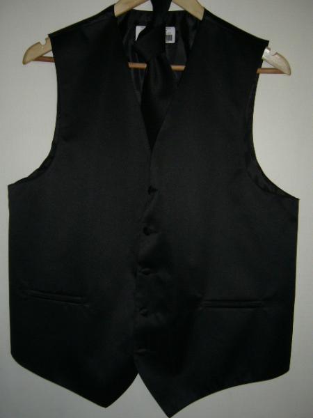 Mensusa Products Black Vest & Tie Set