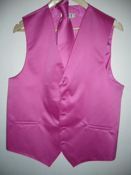Mensusa Products Hot Pink ( Fuesha ) Vest & Tie Set