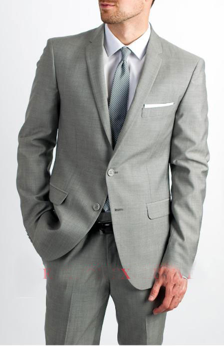 Mens Two Button Single Breasted Silver Grey Suit
