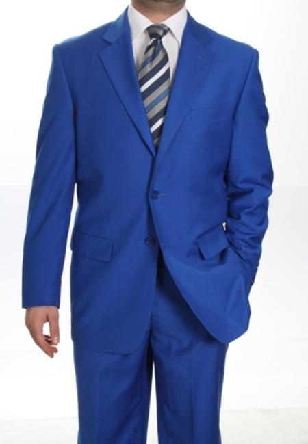 Mensusa Products Mens Two Button Suit Royal Blue