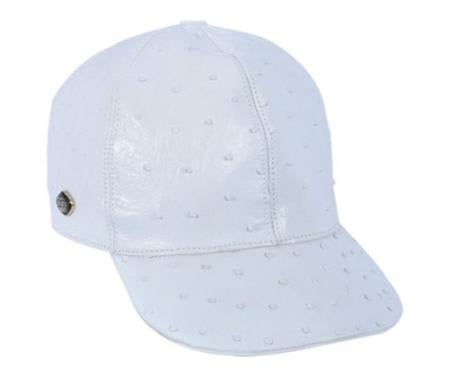 Mensusa Products Los Altos White Genuine Ostrich Baseball Hat
