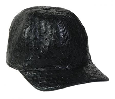 Mensusa Products Los Altos Black Genuine Ostrich Baseball Hat