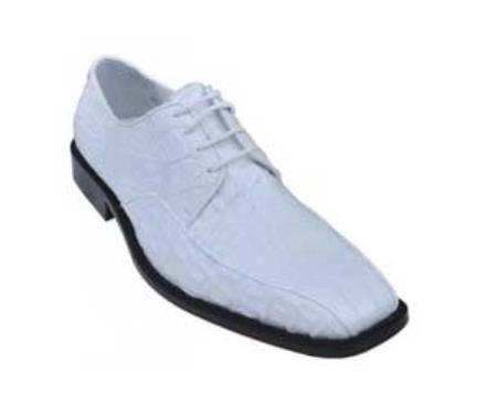 Mensusa Products Los Altos White Genuine AllOver Smooth Crocodile Shoes