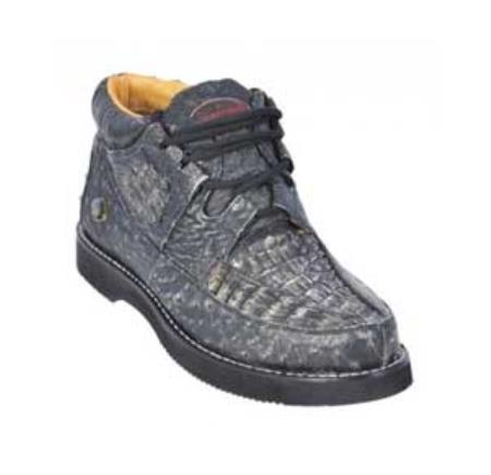 Mensusa Products Los Altos Rustic Black Genuine Crocodile / Ostrich Casual Shoes