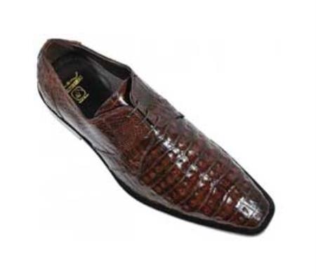 Mensusa Products Los Altos Brown Genuine AllOver Crocodile Belly Shoes