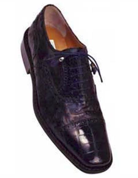 Mensusa Products Ferrini 203/528 Navy Genuine Alligator / Ostrich Shoes